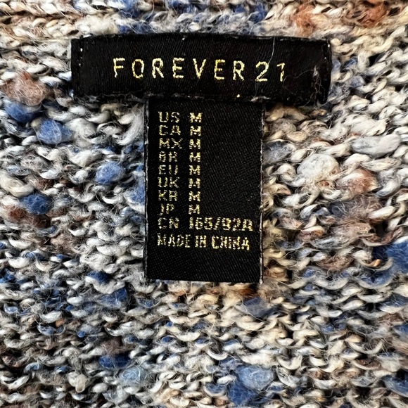 Forever 21 Womens Medium Knit Sweater Blue Grey Brown Long Sleeve V Neck - Picture 6 of 6